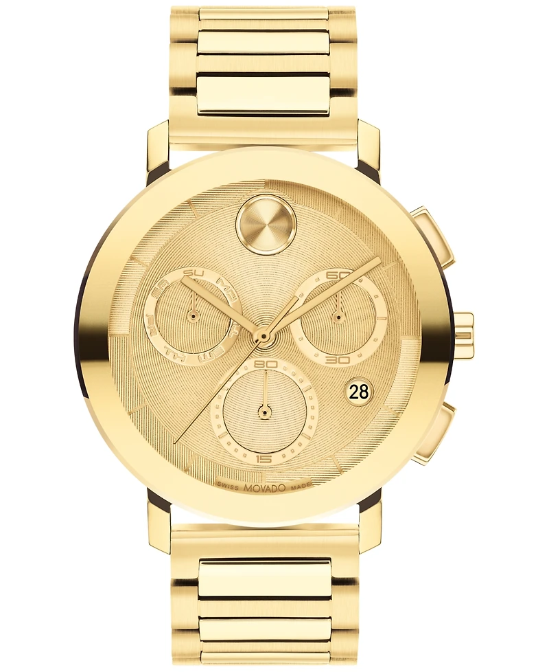 Movado Men's Swiss Chronograph Bold Evolution 2.0 Gold Ion Plated Steel Bracelet Watch 42mm