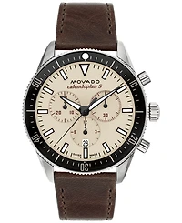 Movado Men's Swiss Chronograph Calendoplan S Cognac Leather Strap Watch 42mm