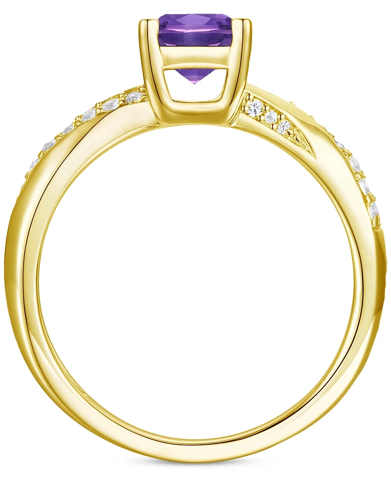 Amethyst (3/4 ct. t.w.) & Lab-Grown White Sapphire (1/6 14k Gold-Plated Sterling Silver (Also Available Additional Gemstones)