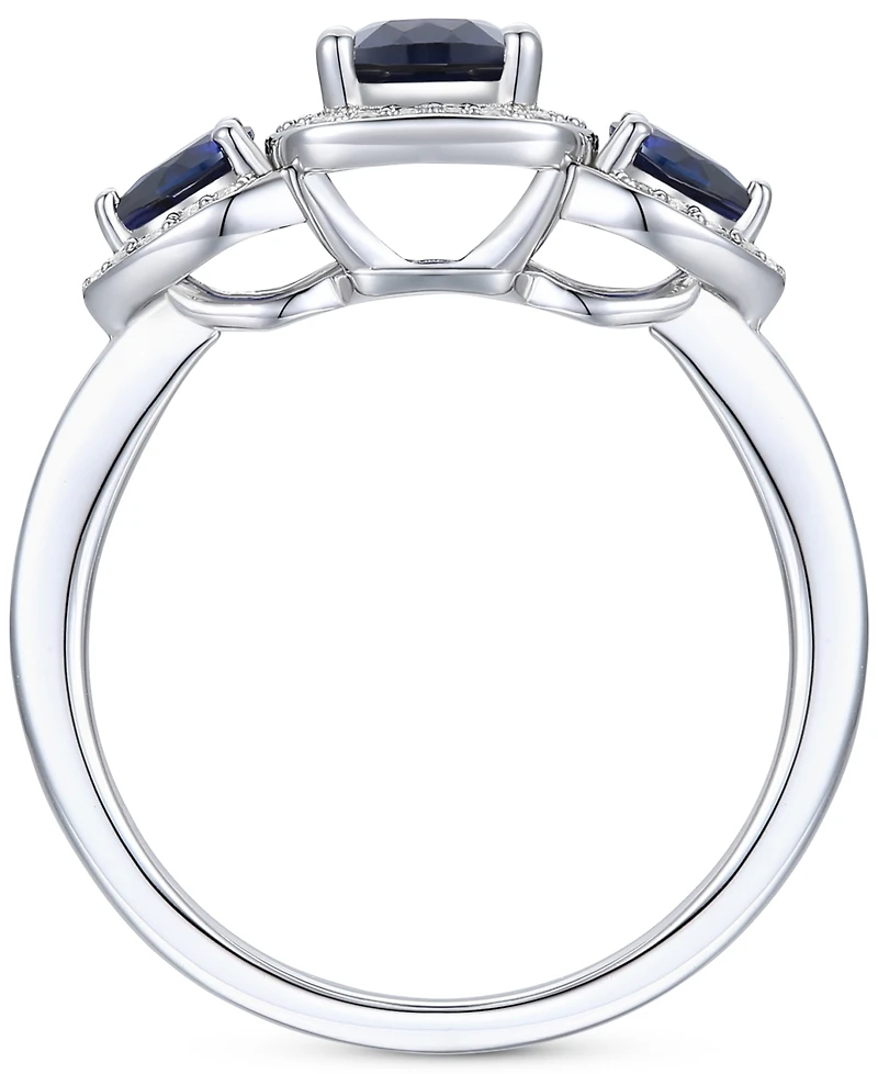 Amethyst (1-1/20 ct. t.w.) & Lab-Grown White Sapphire (1/6 Three Stone Halo Ring 14k Gold-Plated Sterling Silver (Also Additional Gems