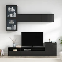 Streamdale High Gloss Tv Stand with Wall Mounted Cabinets