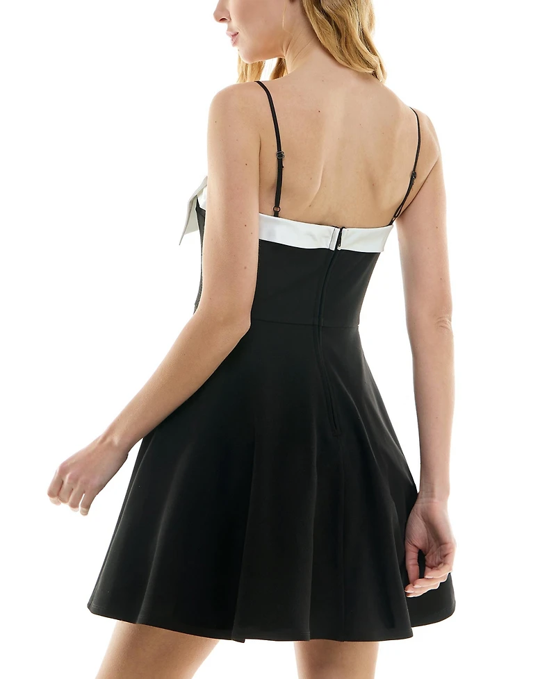 City Studios Juniors' Bow-Trim Fit & Flare Dress