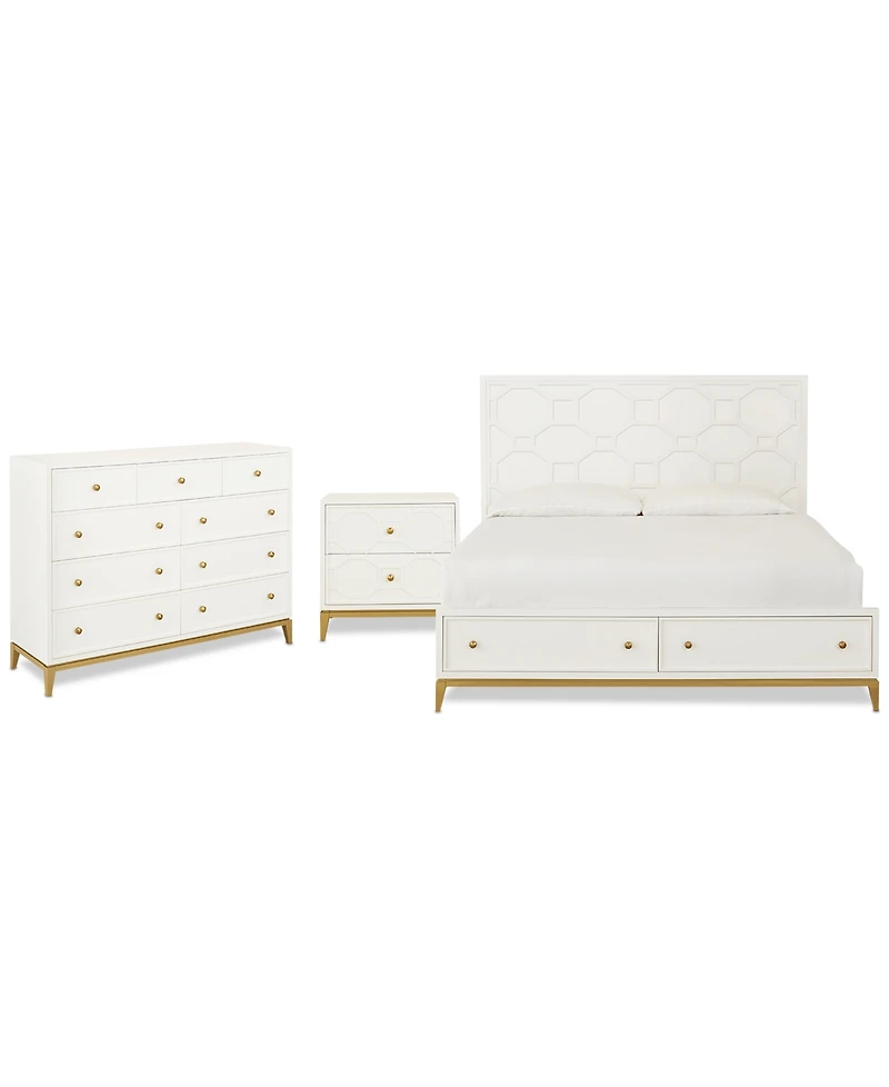 Chelsea 3-Pc. Bedroom Set (King Storage Bed, Dresser & Nightstand)
