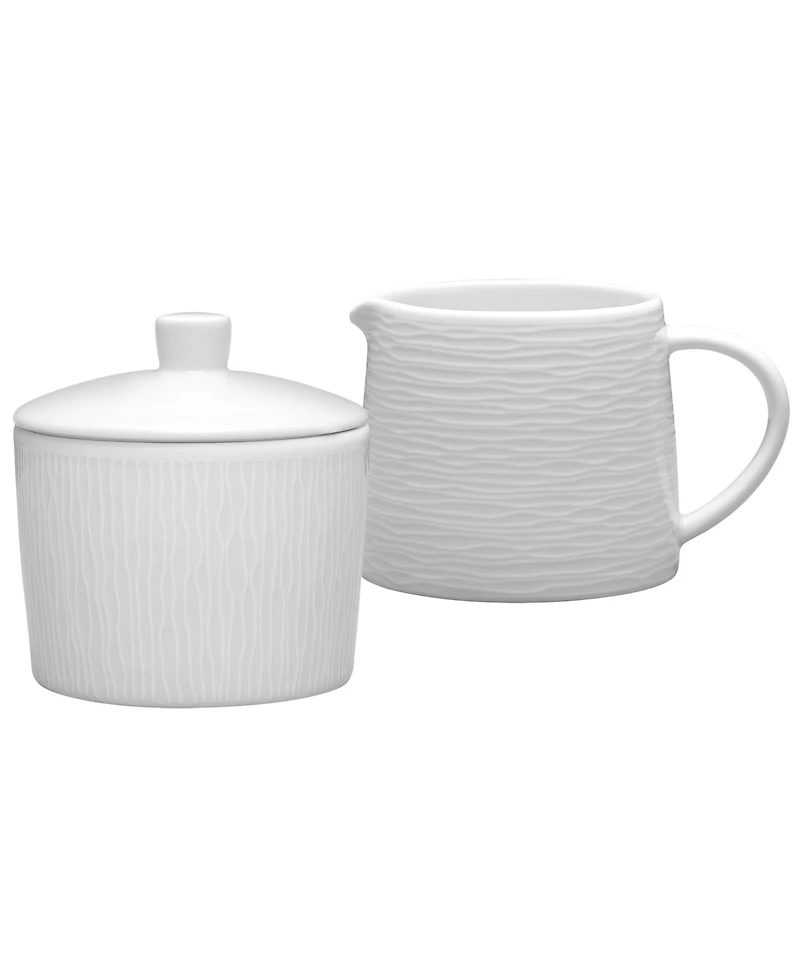 Noritake Colorscapes Black-On-Black Swirl Sugar and Creamer, Set of 2