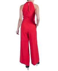 julia jordan Women's Belted Wide-Leg Halter Jumpsuit