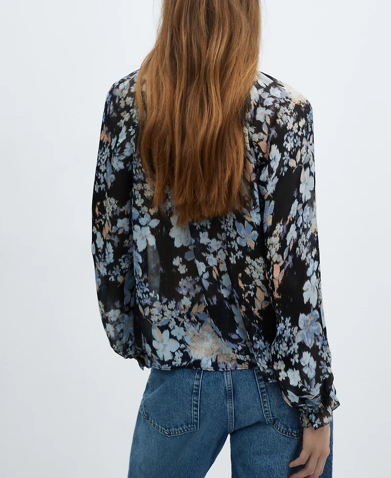 Mango Women's Floral-Print Flowy Blouse
