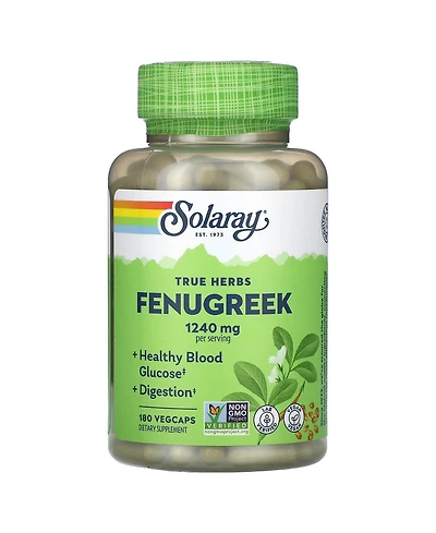 Solaray True Herbs Fenugreek - 180 VegCaps (620 mg per Capsule)