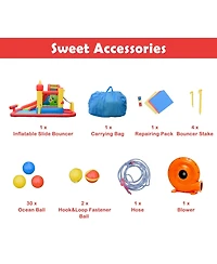 Inolait Inflatable Blow Up Water Slide Bounce House with 740 W Blower