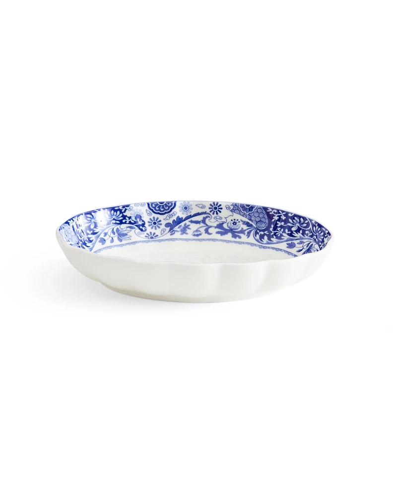 Spode Blue Italian Brocato Oval Fluted Dishes, Set of 2