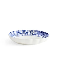 Spode Blue Italian Brocato Oval Fluted Dishes, Set of 2