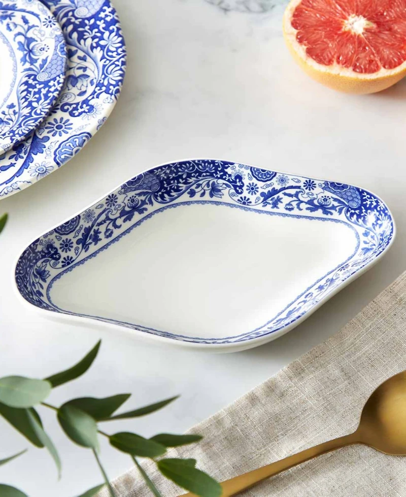 Spode Blue Italian Brocato Diamond Dishes, Set of 2