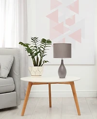 Creekwood Home Essentix 18.11" Traditional Standard Ceramic Dewdrop Table Desk Lamp with Matching Fabric Shade