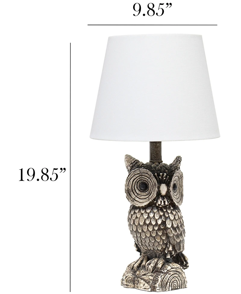 Simple Designs Woodland 19.85" Tall Contemporary Polyresin Night Owl Novelty Bedside Table Desk Lamp