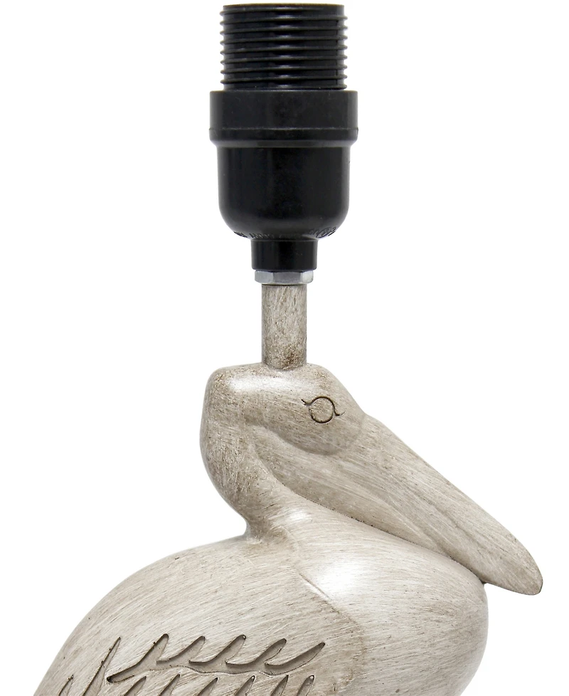 Simple Designs Shoreside 17.25" Tall Coastal Sitting Pelican Beige Wash Polyresin Bedside Table Desk Lamp