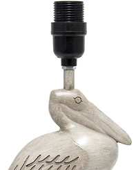 Simple Designs Shoreside 17.25" Tall Coastal Sitting Pelican Beige Wash Polyresin Bedside Table Desk Lamp