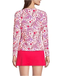 Lands' End Women's Long SunShade Upf 50 Sleeve Relaxed Rash Guard Print
