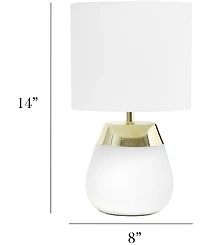 Simple Designs 14" Tall Modern Contemporary Two Toned Metallic Gold and White Metal Bedside Table Desk Lamp