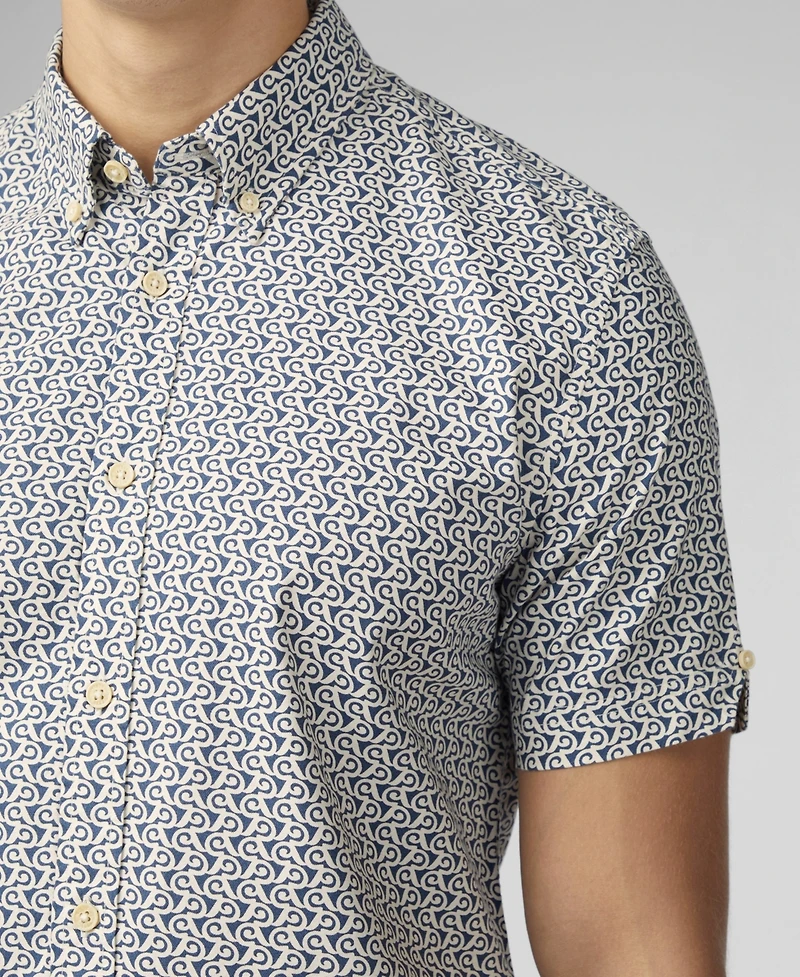 Ben Sherman Men's Geo Wave Print Short Sleeve Shirt