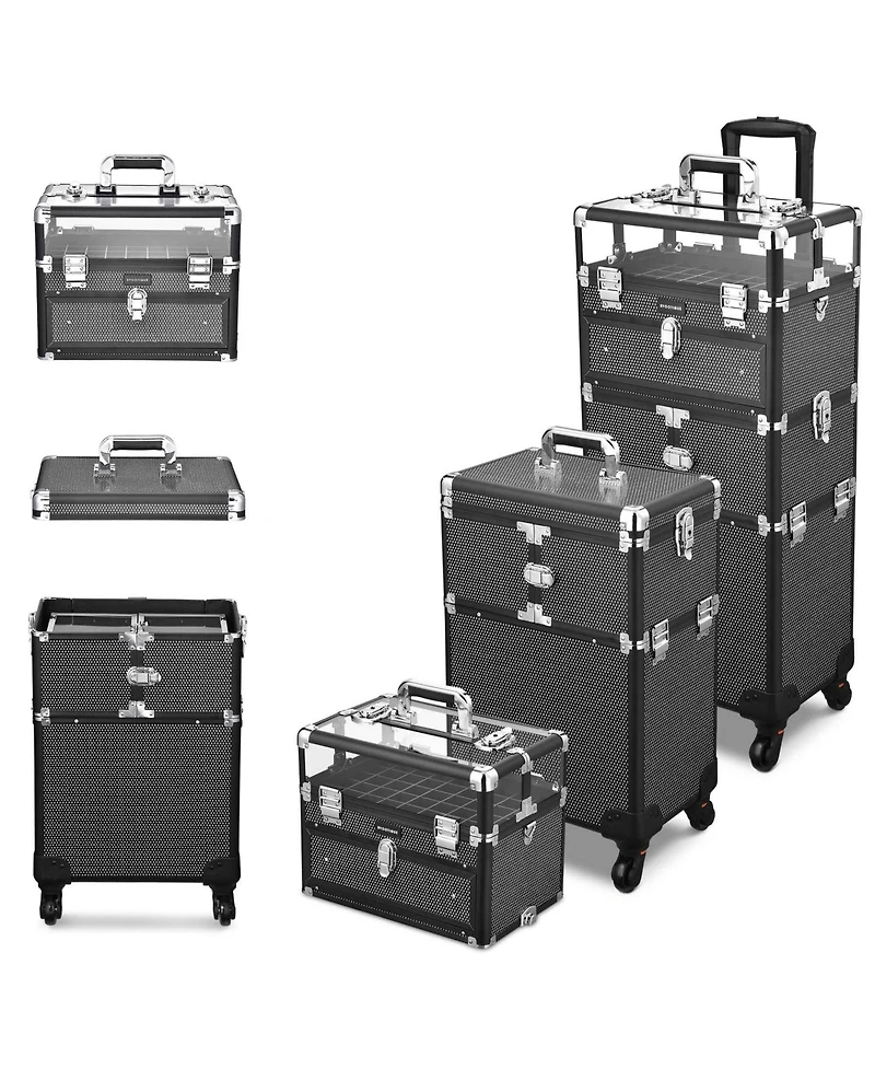 Byootique 2in1 Nail Polish Organizer Rolling Makeup Train Case Manicure