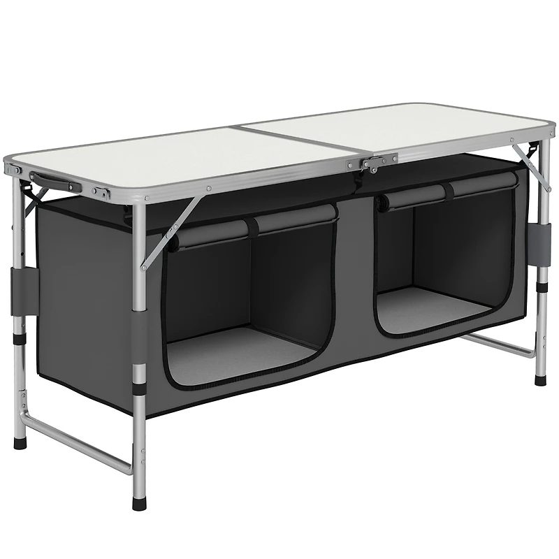 48" Outdoor Portable Aluminum Camping Picnic Folding Table w/ Storage Organizer