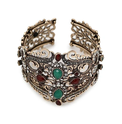 Sohi Women's Bronze Teardrop Filigree Cuff Bracelet