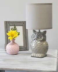 Simple Designs 12.8" Tall Contemporary Ceramic Owl Bedside Table Desk Lamp with Matching Fabric Shade