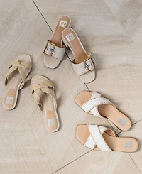 Dv Dolce Vita Women's Geeya Raffia Criss Cross Strap Flat Slide Sandals