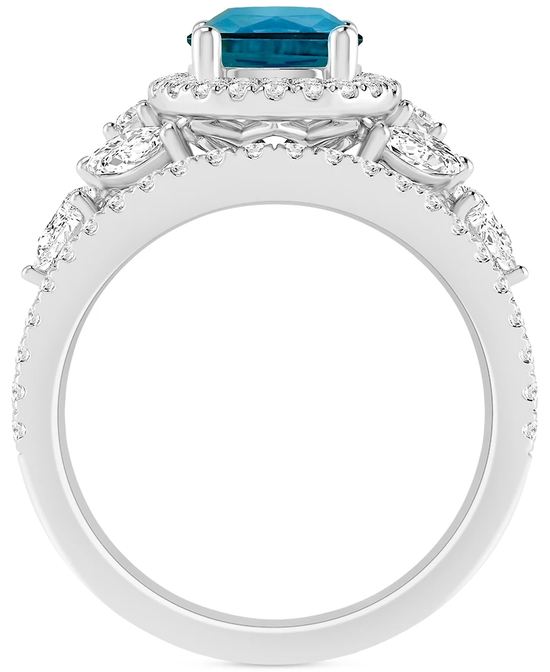 Swiss Blue Topaz (1 ct. t.w.) & Diamond Bridal Set 14k White Gold