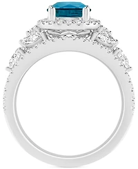 Swiss Blue Topaz (1 ct. t.w.) & Diamond Bridal Set 14k White Gold