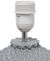 Simple Designs 20.4" Tall Traditional Ceramic Purled Texture Bedside Table Desk Lamp with White Fabric Drum Shade