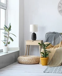 Simple Designs 20.4" Tall Traditional Ceramic Purled Texture Bedside Table Desk Lamp with White Fabric Drum Shade