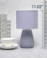 Simple Designs 11.02" Traditional Mini Modern Ceramic Texture Pastel Accent Bedside Table Desk Lamp with Matching Fabric Shade