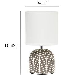 Simple Designs 10.43" Petite Contemporary Webbed Waves Base Bedside Table Desk Lamp with White Fabric Drum Shade