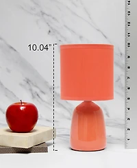 Simple Designs 10.04" Tall Traditional Ceramic Thimble Base Bedside Table Desk Lamp with Matching Fabric Shade