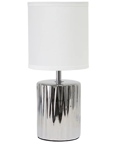 Simple Designs 11.61" Tall Contemporary Ruffled Metallic Gold Capsule Bedside Table Desk Lamp with Black Drum Fabric Shade