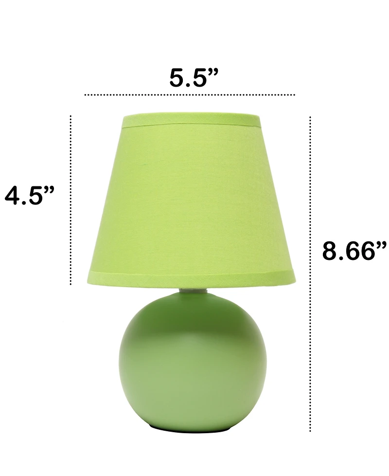 Creekwood Home Nauru 8.66" Traditional Petite Ceramic Orb Bedside Table Desk Lamp Two Pack Set, Tapered Drum Fabric Shade