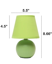 Creekwood Home Nauru 8.66" Traditional Petite Ceramic Orb Bedside Table Desk Lamp Two Pack Set, Tapered Drum Fabric Shade