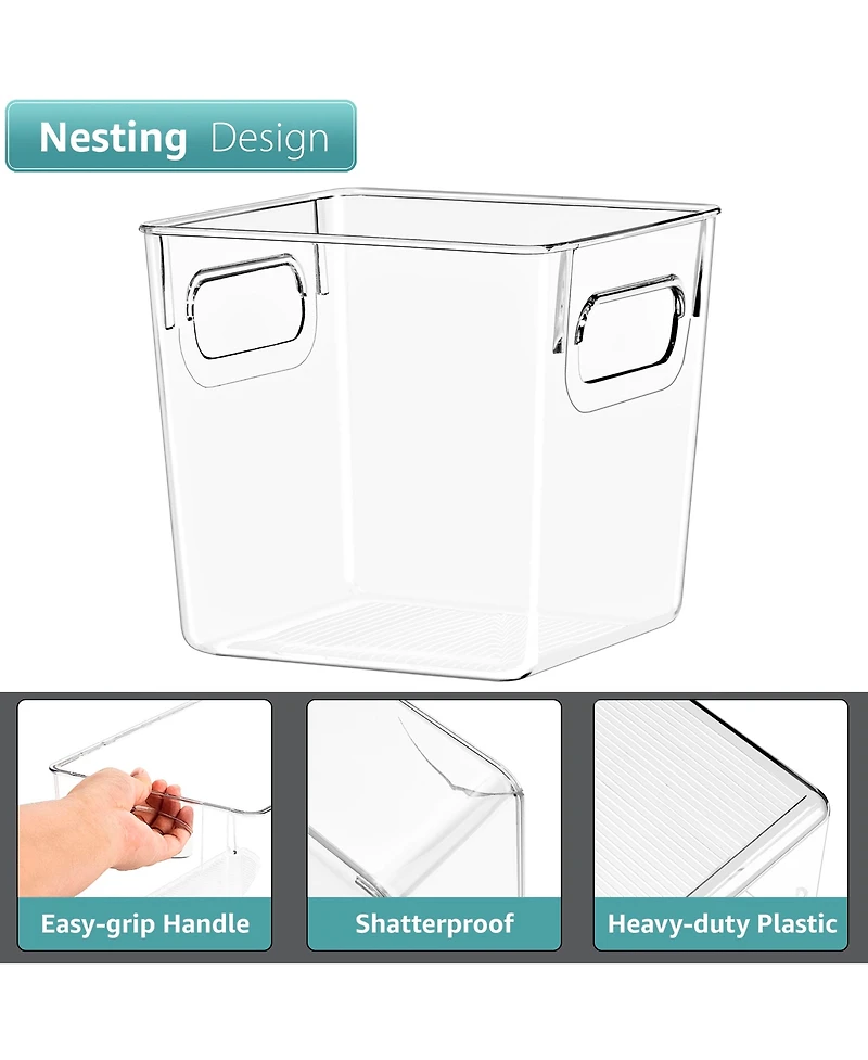 Sorbus 8 Pack Small Clear Storage Bins with Handles - for Kitchen, Cabinet Organizer, Pantry & Refrigerator
