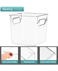 Sorbus 8 Pack Small Clear Storage Bins with Handles - for Kitchen, Cabinet Organizer, Pantry & Refrigerator