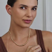 Bling Jewelry Classic Elegant Simple Round Ball Strand Necklace Yellow Gold Plated Adjustable Graduated 3-10MM