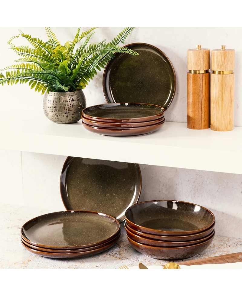 Gibson Elite Edwina 16 Piece Double Bowl Dinnerware Set, Service for 4