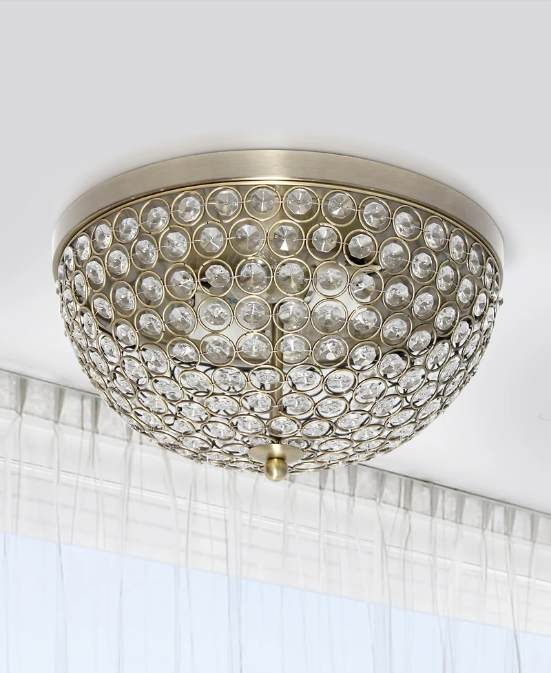 Lalia Home 13" Classix Crystal Glam Two Light Decorative Dome Shaped Metal Flush Mount Ceiling Fixture