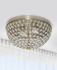 Lalia Home 13" Classix Crystal Glam Two Light Decorative Dome Shaped Metal Flush Mount Ceiling Fixture