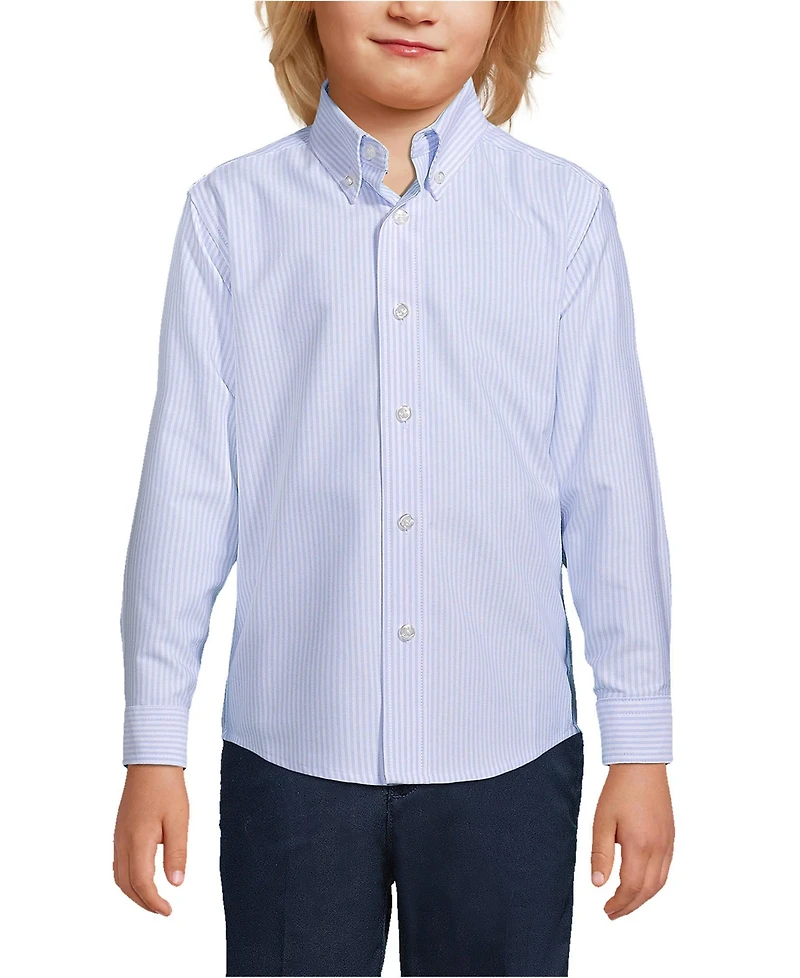 Lands' End Big Boys Long Sleeve Stripe Oxford Dress Shirt