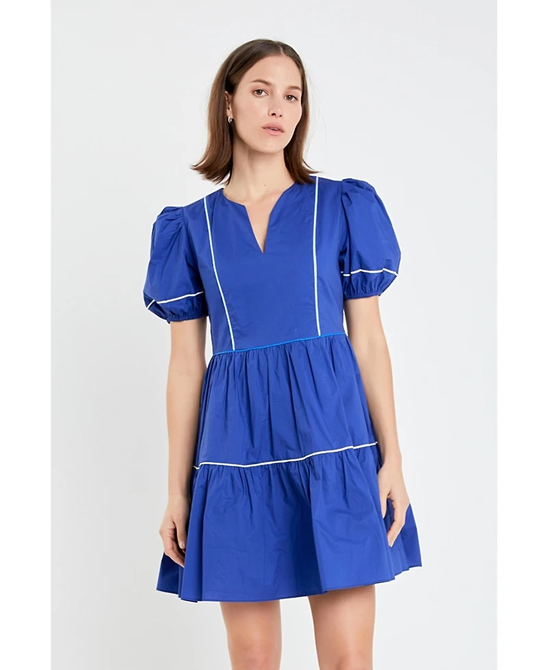 English Factory Women's Piping Detailed Mini Dress