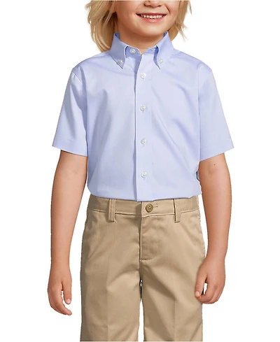 Lands' End Little Boys Short Sleeve No Iron Pinpoint Dress Shirt