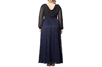 Kiyonna Plus Size Mon Tresor Long Sleeve Lace Evening Gown