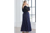 Kiyonna Plus Size Mon Tresor Long Sleeve Lace Evening Gown
