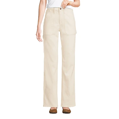 Lands' End Women's Recycled Denim High Rise Straight Leg Utility Jeans