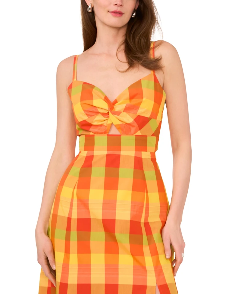 1.state Women's Plaid Twist-Front Maxi Dress